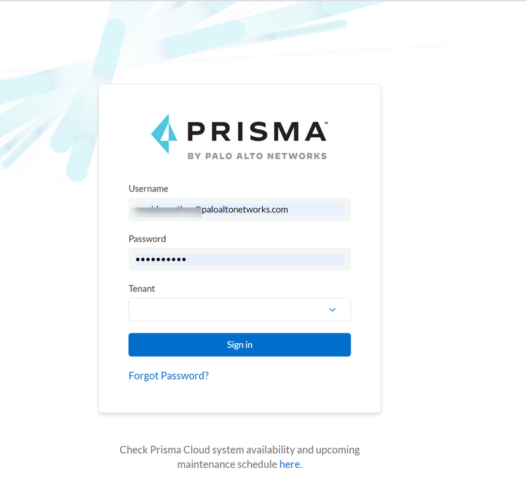 prisma cloud log in